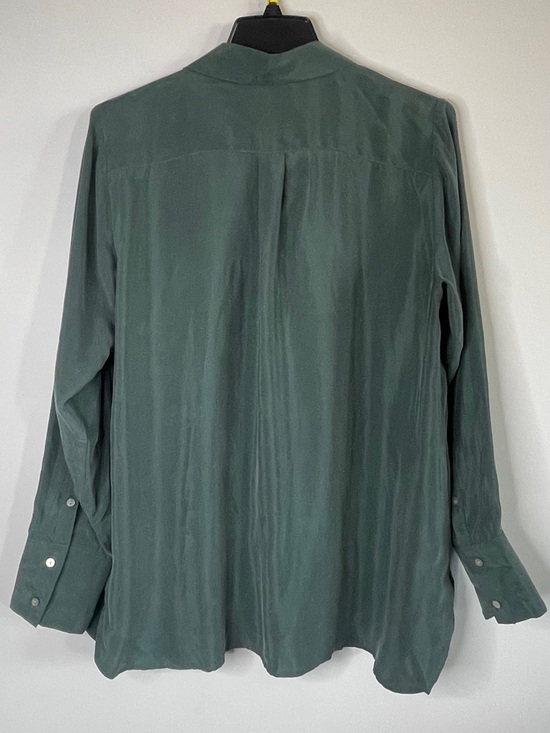 HATCH 100% Cupro Button Front Blouse Evergreen Size M-L - Picture 4 of 11